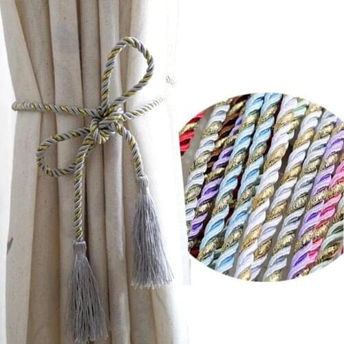 120cm Window Curtain Tassels Tiebacks Polyester Gold Tassel Rope Hand-Woven Lanyard Strap Home Decoration Curtain Accessories
