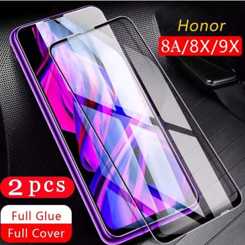 2Pcs full cover for huawei honor 9x pro tempered glass protective film honor 8x max 8s 8c 8 lite 8a pro phone screen protecto