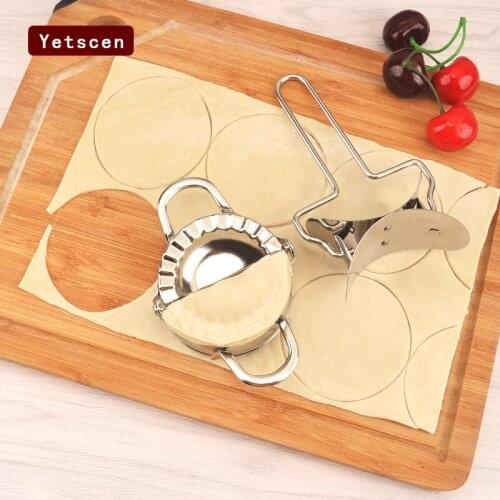2 Pcs Stainless Steel Dough Presser Dumpling Mold Maker Wraper Cutter Pie Ravioli Dumplings Cooking Tools kitchen accessories
