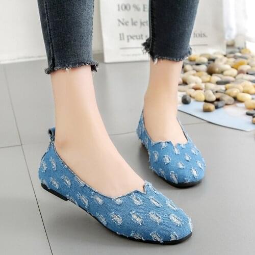 2020 Womens Flats shoes Spring Summer Ladies Shoes Leisure flats Denim Cloth Fashion Walking Work Loafer U19-73