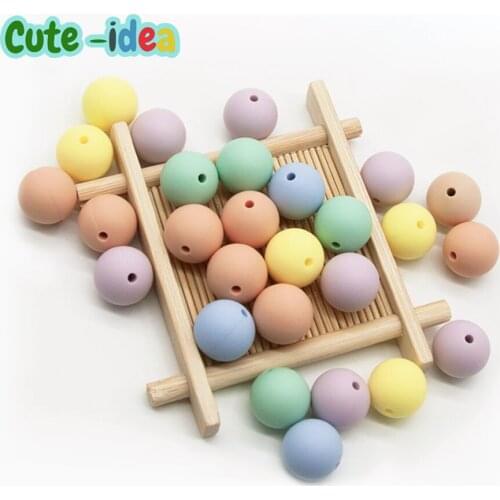 Cute-idea 30pc 9/12/15mm Food Grade colorful Round Silicone Beads baby products chew Jewelry Baby Teether Toy Pacifier Chain DIY