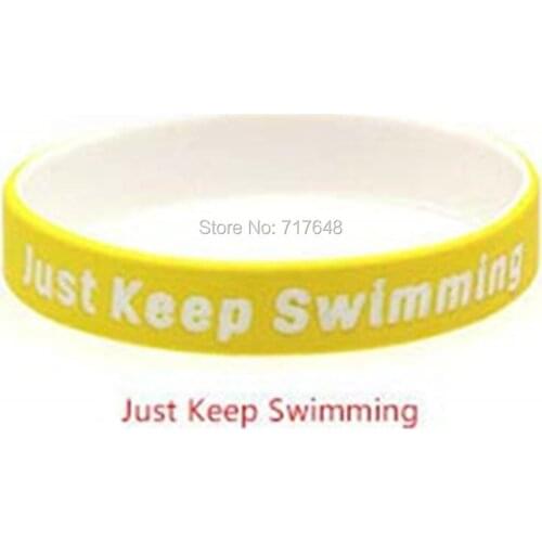 300pcs Life Sentences Just Keep Swimming wristband silicone bracelets free shipping by FEDEX A