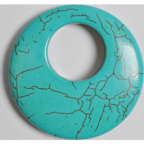 48MM Blue Howlite Bead GEM Pendant Circle Jewelry S041