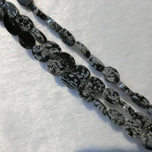 56pcs Oval Shape Snowflake Obsidian Charms Natural Stone Loose Beads Accessories Jewelry Making Earring Bracelet Necklace Free