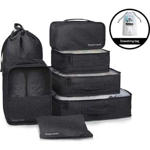 7Pcs/Set Travel Luggage Packing Organizers Set with Toiletry Bag Packing Cubes Storage Cases Portable Clothes Shoe Tidy Pouch