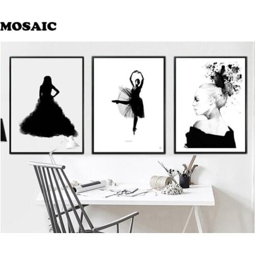 5d diamond,Mosaic Full Square Diamond Embroidery Diamond Painting Cross Stitch Home Decor abstract ballerina Dancing Girl 3pcs