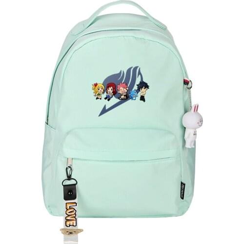 Anime FAIRY TAIL Natsu School Bags Light Bookbag Women Pink Travel Backpack Happy Cat Kawaii Shoulder Bags Girls Small Bagpack