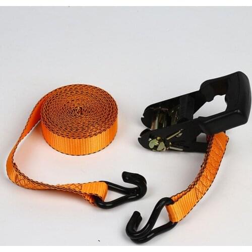 Car Tension Rope Tie Down Strap Strong Ratchet Tie Down Strap Hook Brake Strap Binding Belt Metal Buckle For Car Moto Bike