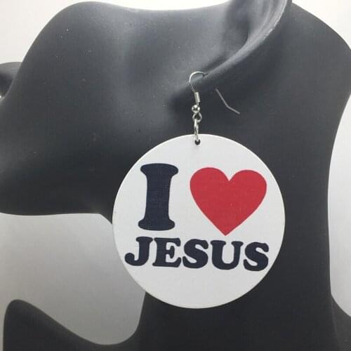 Free Shipping! I love Jesus Wooden Earrings