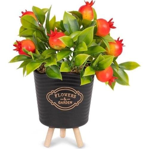Black Plastic Tubs artificial Pomegranate decoration artificial flower искусственный цветок