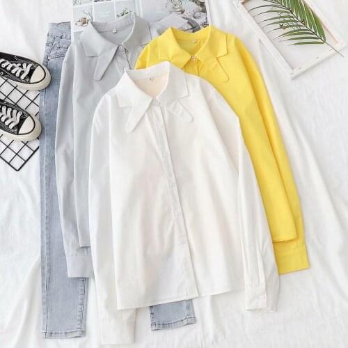 Design sense spring and autumn blouse 2021 personality loose long-sleeved outer jacket all-match solid color casual spring shirt