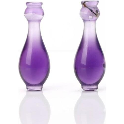 Gemstone Carved Vase Amethyst Drilled Earrings Stone Pair, 33x12mm, 9.5g