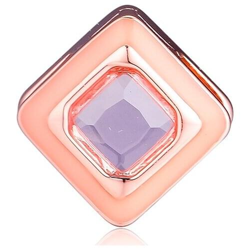 GPY Pink Square Clip Charms 925 Original Fit Pandora Reflexions Bracelet Sterling Silver Beads for Jewelry Making