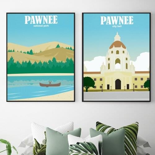 Hd Print Canvas Art Painting Parks and Recreation Pawnee National Park Print Vintage Travel City Landscape Posters Wall Pictures