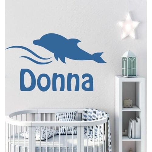 Dolphin Customized Kids Name Wall Stickers Vinyl Wall Decal Personalized Boy Girl Name Wall Sticker for Bedroom, Nursery ZW470