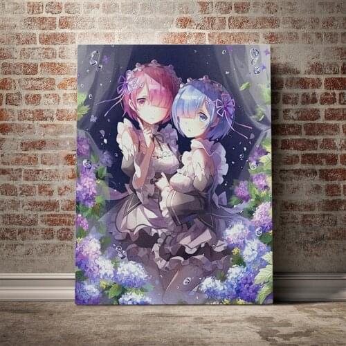 Rem Ram Re Zero Love Anime Poster Canvas Painting Wall Art Decor Living Room Bedroom Study Home Decoration Prints