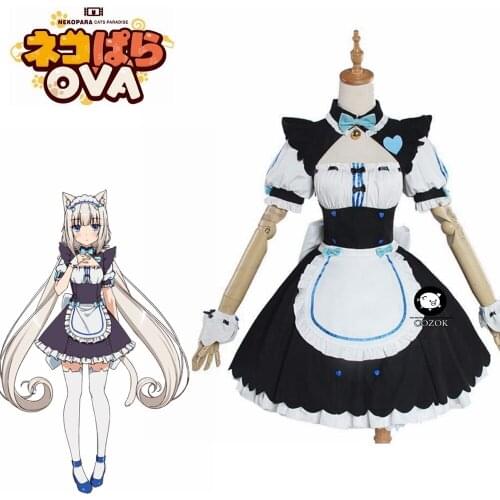 NEKOPARA Cosplay Vanilla Chocolate Maid Costume OVA Maid Uniform NEKOPARA Cosplay Cat Neko Girl Costume Women