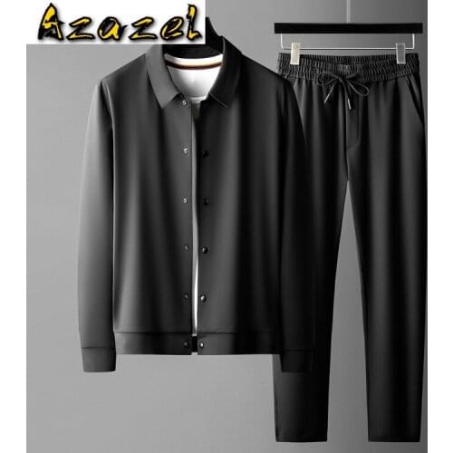 Azazel Autumn Mens Suits Luxury Solid Color Single Breasted Mens Jackets And Coats Fashion Slim Fit Casual Sport Male Sets 4XL