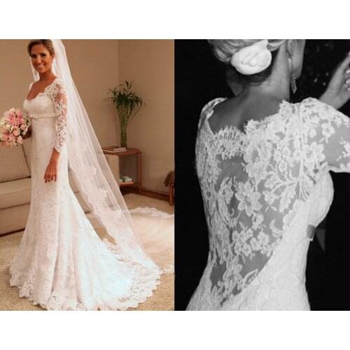 Long Sleeve Lace Wedding Dresses Price Vintage Dresses Romantic Sheath Floor Length Sweetheart Fashionable Bridal Gown Beat Sale