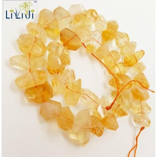 Lii Ji Unique Citrines Freeform Faceted Shape Loose Beads about 9x13-10x20mm for DIY Jewelry Making Bracelet about 39cm/15