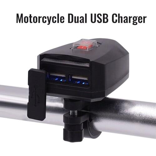 Motorcycle 2.4A Dual USB Charger Handlebar Adapter 12V/24V Power Charger Scooter Moto Accessories Waterproof