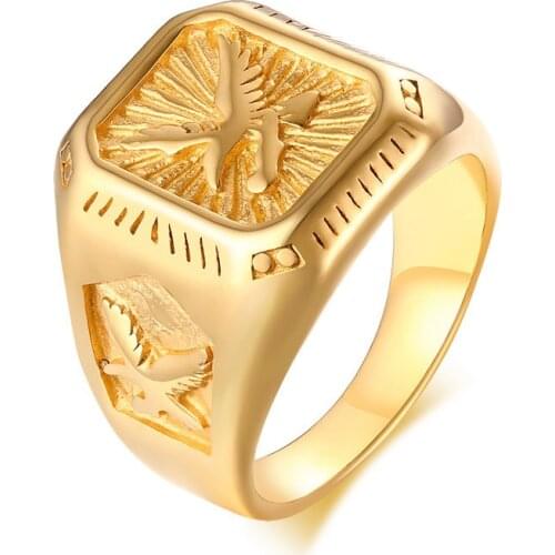 Stylish Mens Eagle Spreading Wings Hiphop Punk Style Ring Vintage Stainless Steel Ring Tide Man Party Jewelry
