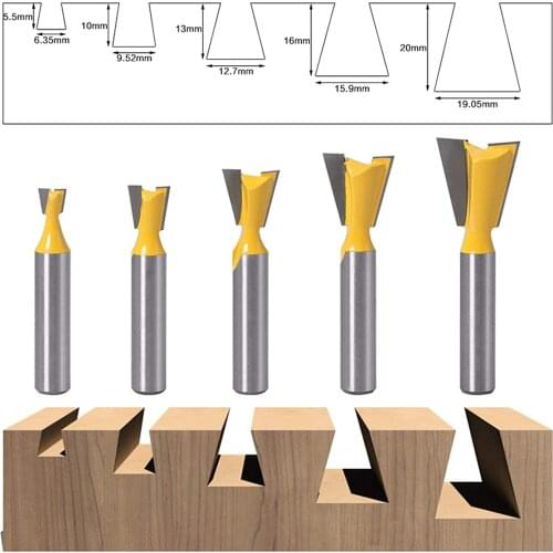 5pcs Shank Dovetail Joint Router Bits Set for Boxes Drawers Chests 14 Degree Woodworking Engraving Bit 8mm Milling Cutter Tools