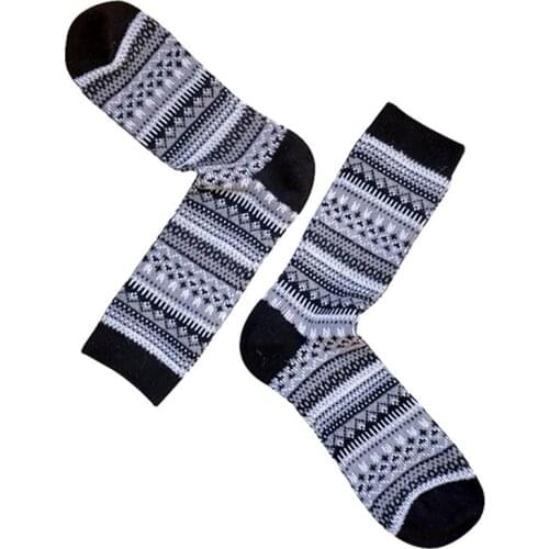 5 Pairs Mens Warm Socks Autumn Winter Double Needle Smooth Seamless Good Stretchy Thicker Combed Cotton Socks Casual Long Tube