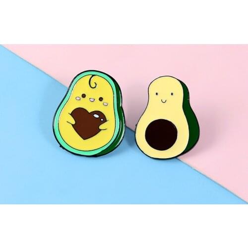 New high grade metal avocado Brooches pin student cartoon badge cute Enamel Brooch wholesale