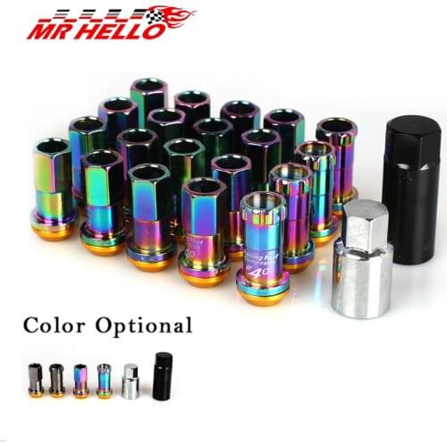 New R40 Style 44mm Wheel Nuts Steel M12x1.5/1.25 Racing Lug Nuts 20pcs lock racing lug nuts + 2 set security key