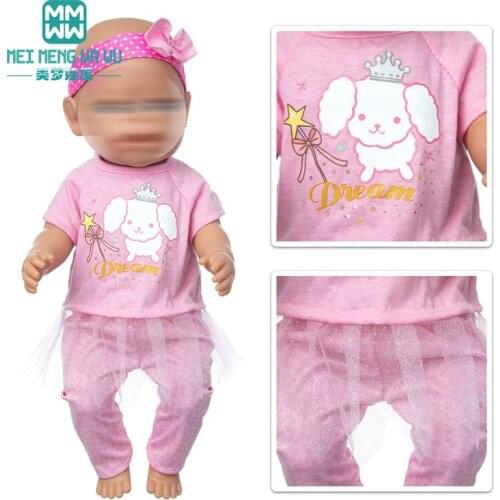 Clothes for doll Cartoon suits, cotton clothes, skirts fit 17inch 43cm baby toy new born doll accessories gift