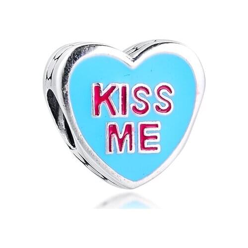 Fits for Pandora Beads Bracelets Candy Hearts Charms 100% 925 Sterling Silver Jewelry Free Shipping