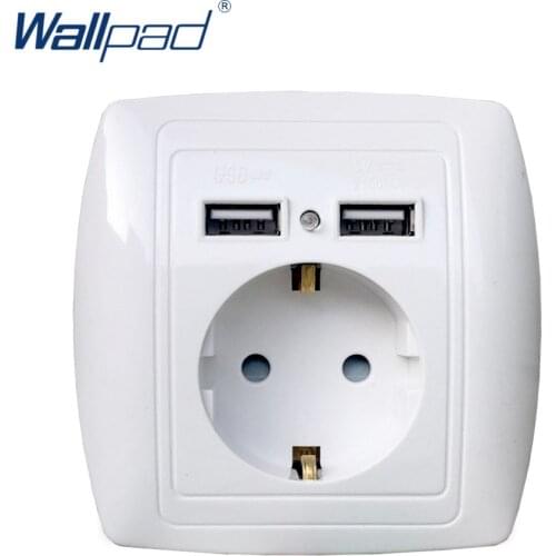 Dual USB Port Wall Charger Adapter Charging 2A Wall Charger Adapter EU Plug Socket Power Outlet White