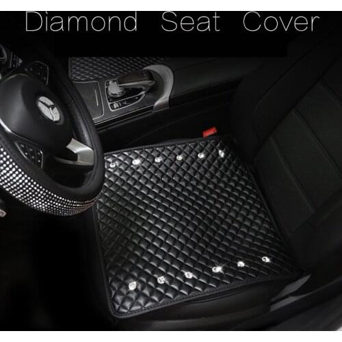 Rhinestone Car Seat Cover Front Back Seat Cushion Leather Breathable Comfort Crystal Universal Car Seat Protector Mat