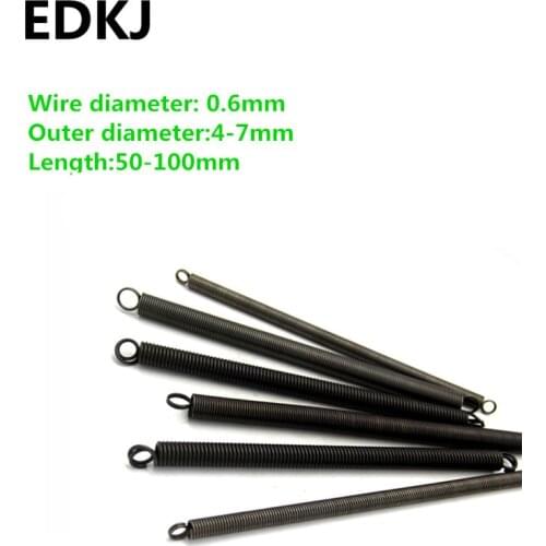 5pcs 0.6 series Stretch spring Spring stretch with hook small pull spring 4-7mm long 50 60 80 90 100 high-strengt 65 manganese