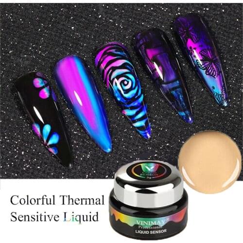 1/3g/Boxed Thermochromic Liquid Permanent Varnish Lacquer Nail Gel Mood Color Changing UV LED Soak Off Pedicure Gel Polish