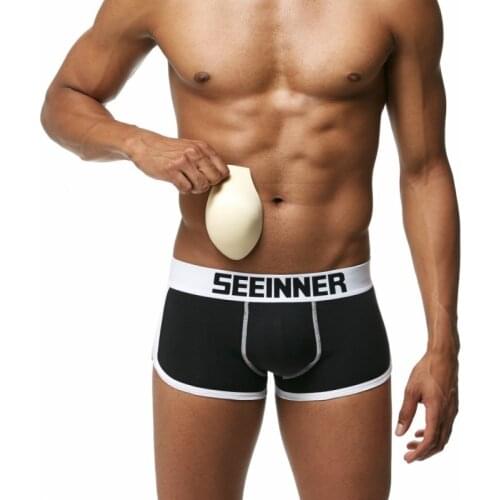 With 3 Pads New Men Padded Underwear Sexy Hip Up Underpants Boxer Butt Lifting Shaping Underwear Male Padded Panties Shorts