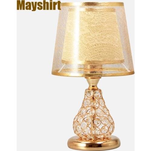 European Golden Crystal Table Lamp for Bedroom Warm Home Decor Crystal Lamp for Living Room Modern Luxurious Craft Light Fixture