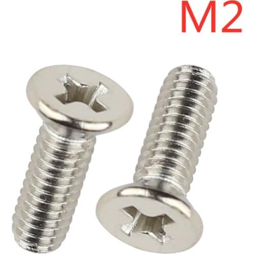 M2*3/4/5/6/7/8/10/12/14/16/18/20 Countersunk head flat philips screw machine screws steel nickel plated KM2