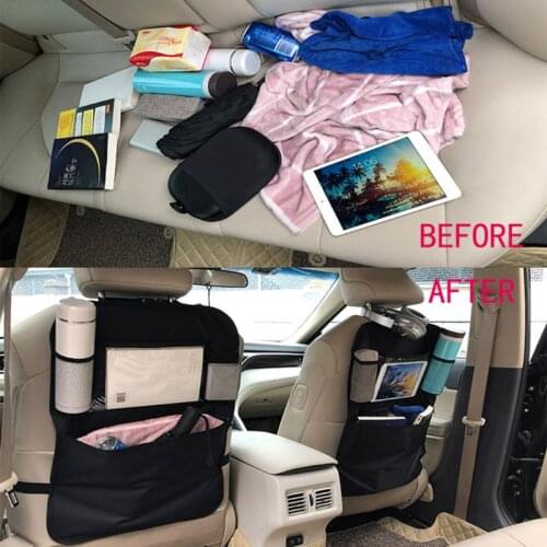 W3JF Car Back Seat Organizer Front Seat Storage Kids Pocket Bag Protect Storage Bag For Children Baby Kick Mat Protect Storage