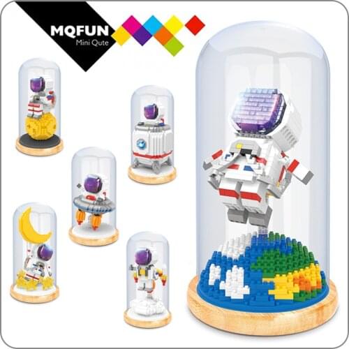 WiseHawk Space Adventure Spaceman Rocket Moon Capsule Tabletop Decoration DIY Mini Diamond Blocks Bricks Building Toy for Child
