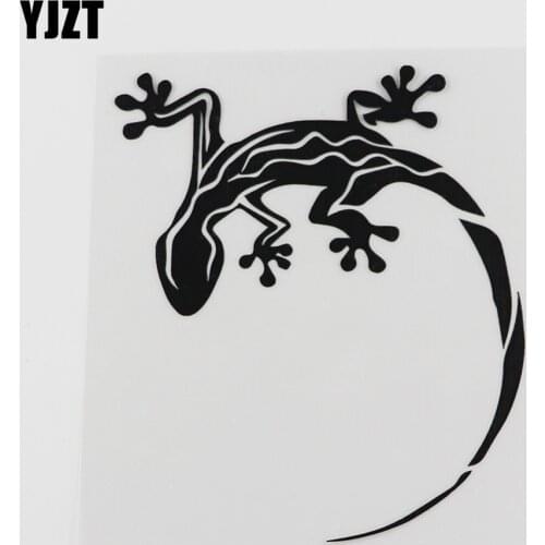 YJZT 11.8CMX13.6CM Stylish Gecko Lizard Accessories Decal Vinyl Car Sticker Black/Silver 8A-0165