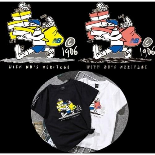Be Busy Courier Iron-On Heat Transfers Patches Cartoon Ironing Stickers Stripe On Clothes Iron On Patch For T-shirt Appliques