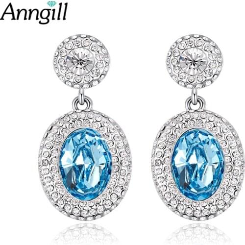 ANNGILL New Noble Design Crystal from Swarovski Drop Earrings Fashion Delicate Dangle Brincos Jewelry For Women Romantic Gift