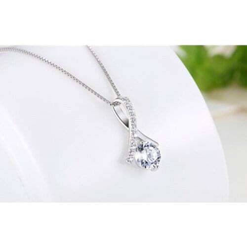 Everoyal Simple Fashion Women Silver 925 Choker Necklace Jewelry Female Trendy Cubic Zirconia Geometric Pendant Necklace Ladies