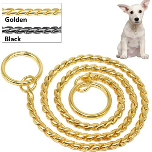 Snake Chain Dog Show Collar Heavy Metal Chain Dog Training Choke Collar Strong Chrome or Gold 3mm 4mm 5mm