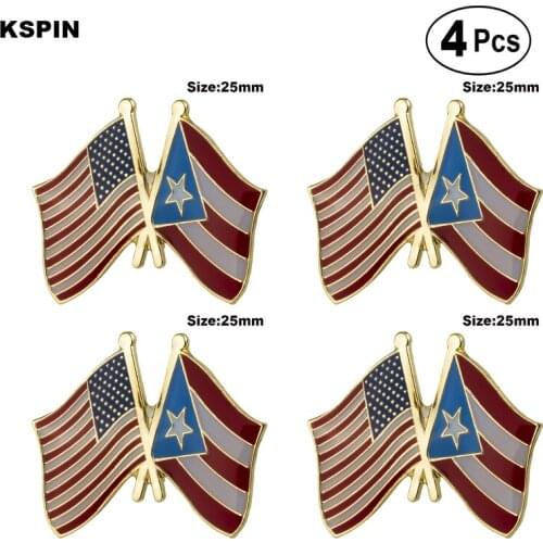 U.S.A. & Puerto Rico Friendship Flag Pin Lapel Pin Badge Brooch Icons 4pcs