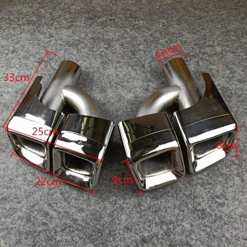 1 Pair H model Double exhaust muffler pipes 304 Stainless steel Silver For AMG Emblem Muffler Tailtip Diffuser Lip Tips