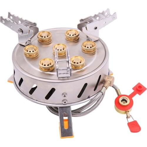 11800W Outdoor Gas Stove Furnace Camping Split 7Burners Gas Stove Stainless Steel Folding Cooking Portable Kitchen Camping Tool