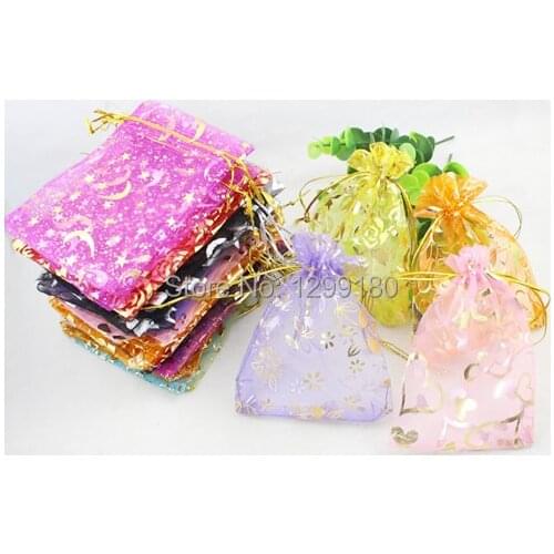 120pcs/lot Organza Jewelry Wedding Gift Pouch Bags Mix Color for Party Holiday New Year 9x12cm (K00199)